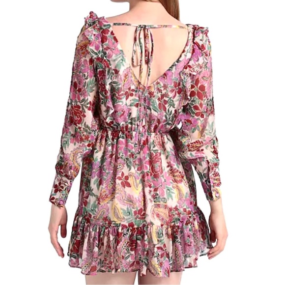TopShop Ruffle Floral Mini Dress Lightweight Crepe Chiffon Button Bodice… - Picture 3 of 7